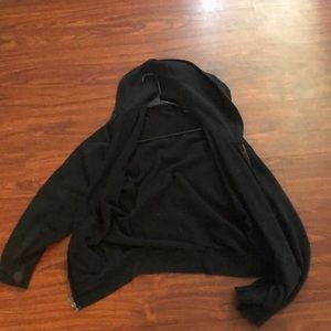 Large black zip up hoodie.